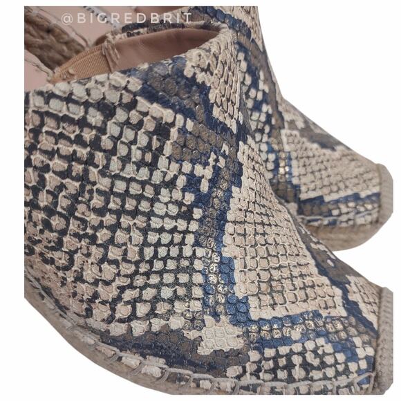 CHARLES DAVID Snakeskin Espadrille Shoes Size 6 Animal Print Leather Clog Wedge - Picture 4 of 15